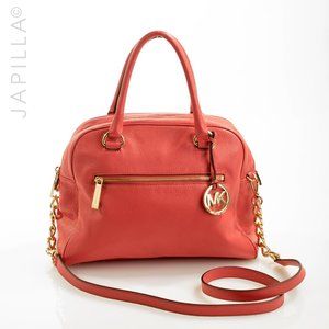 GORGEOUS MICHAEL KORS CORAL PEBBLED LEATHER SATCHEL PURSE